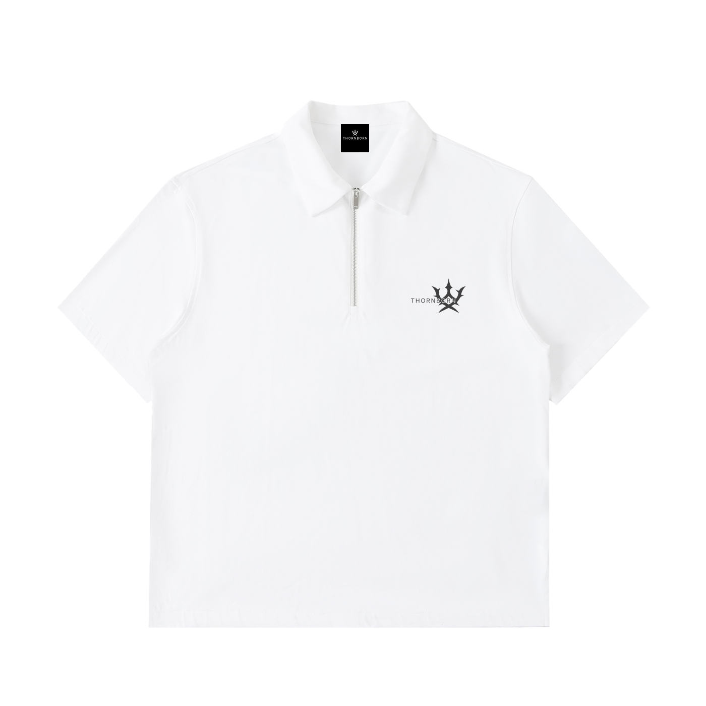 Austere Half-Zip Polo in White