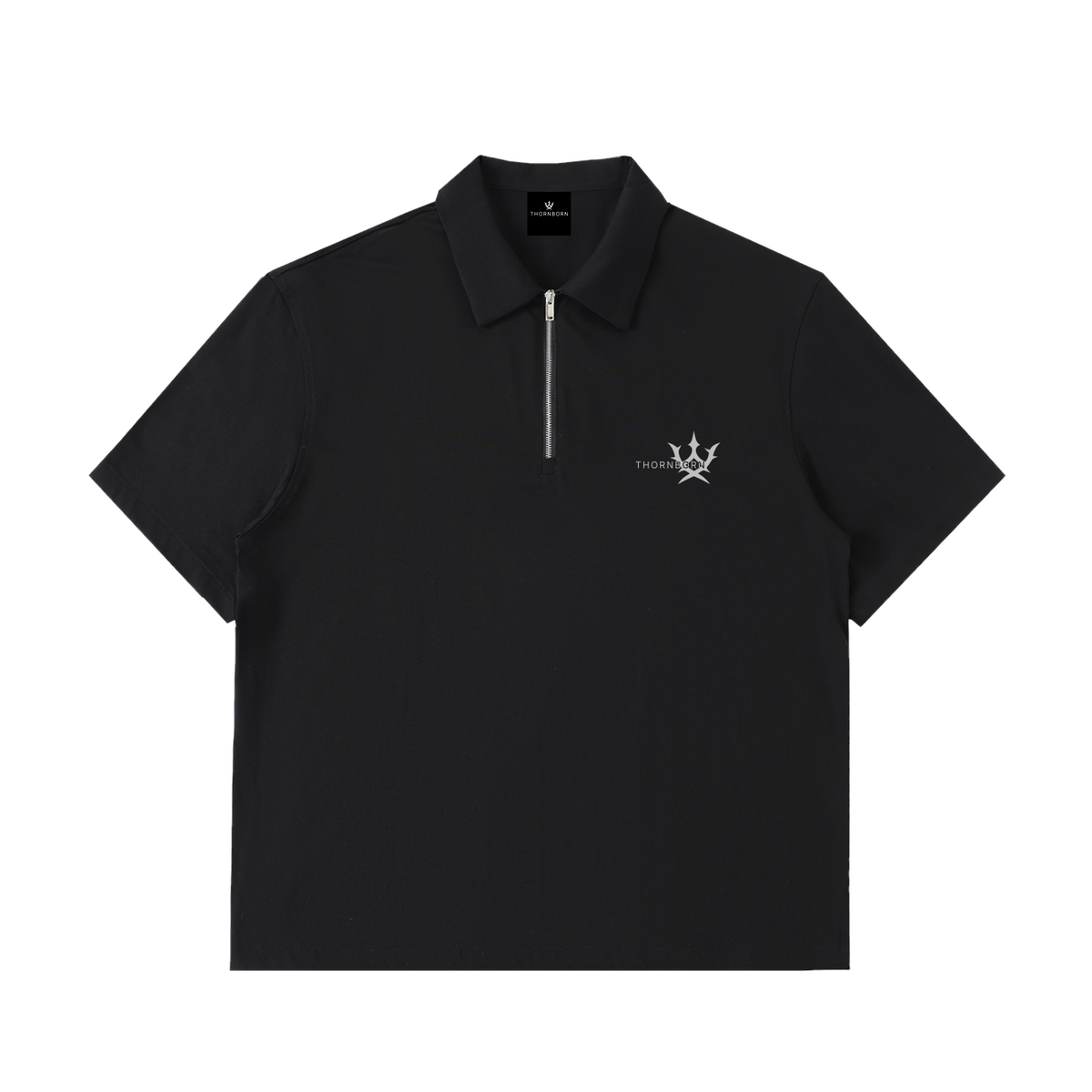 Austere Half-Zip Polo in Black