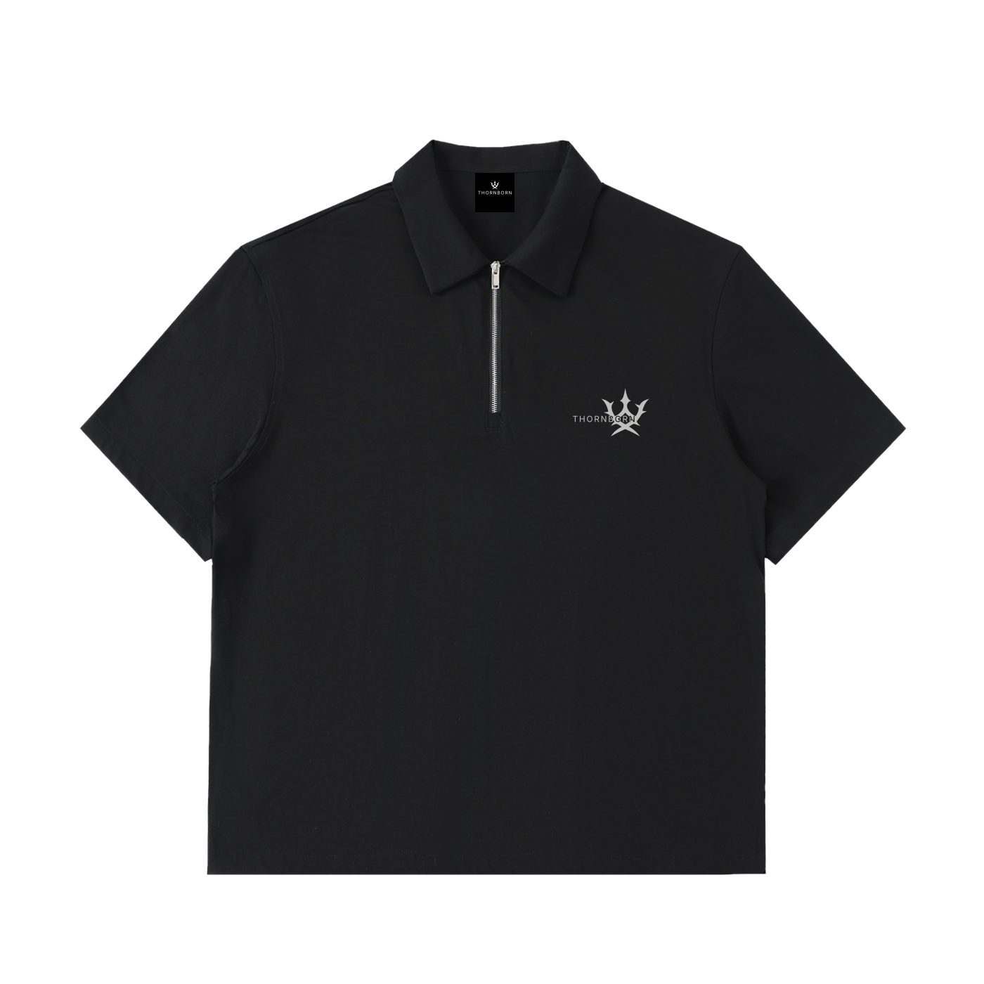 Austere Half-Zip Polo in Black